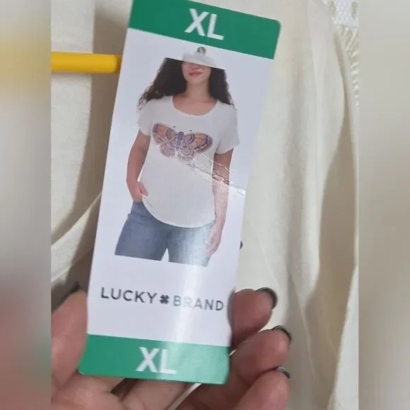 Lucky Brand Women's Butterfly Graphic T-Shirt sz XL NEW Casual Cozy Soft Nature - Picture 4 of 11